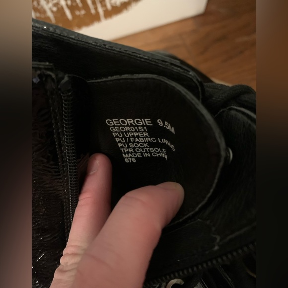 Steve Madden Georgie Black Leather Combat Boot - Picture 6 of 7